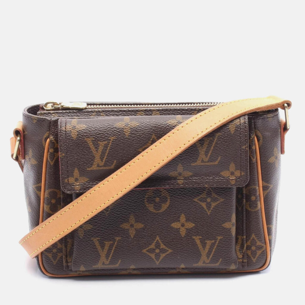 luxury-women-louis-vuitton-used-handbags-p1210611-002.jpeg Louis Vuitton Vivacite PM Shoulder Bag Monogram Canvas Leather Brown