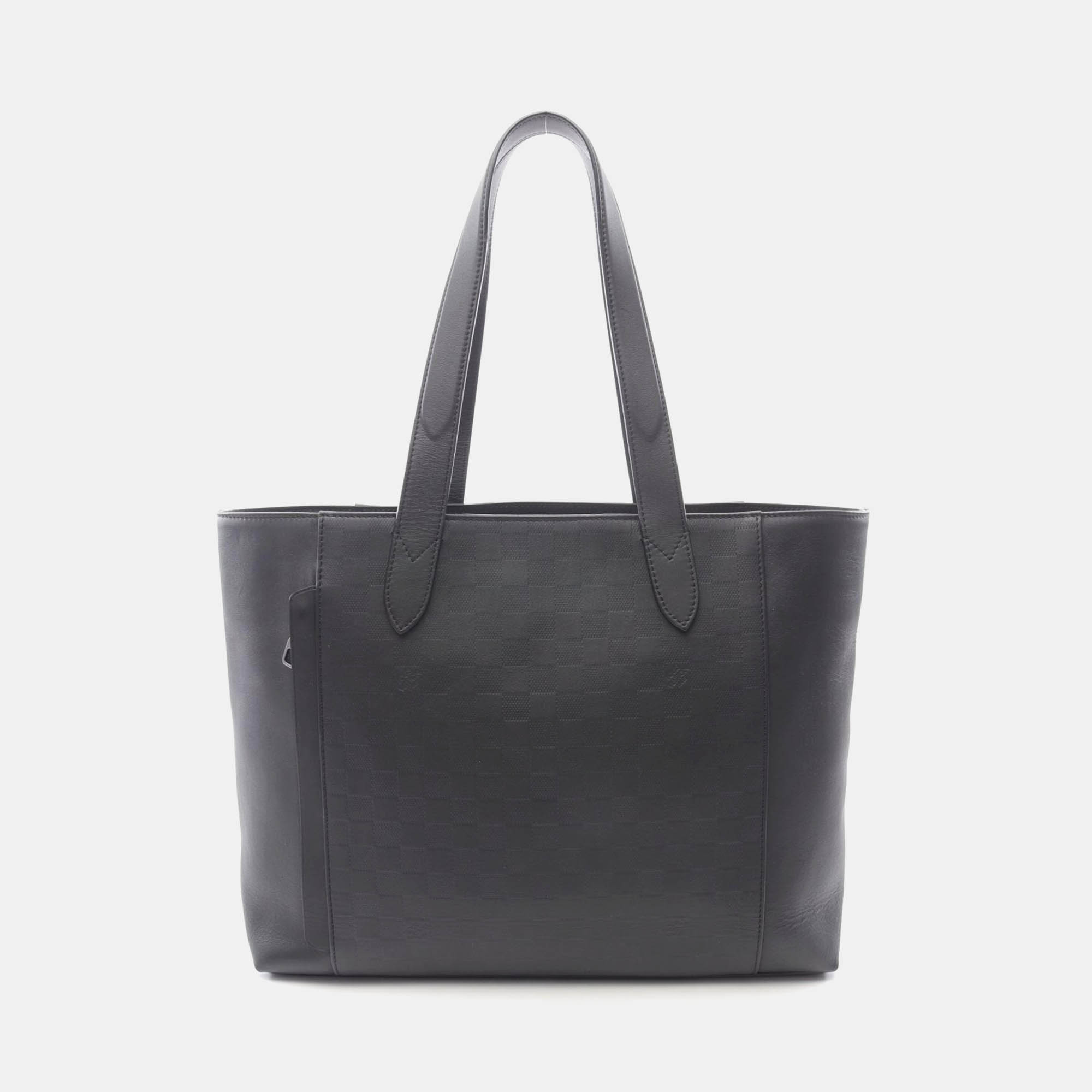 louis vuitton cabas voyage shoulder tote bag  damier infini leather onyx