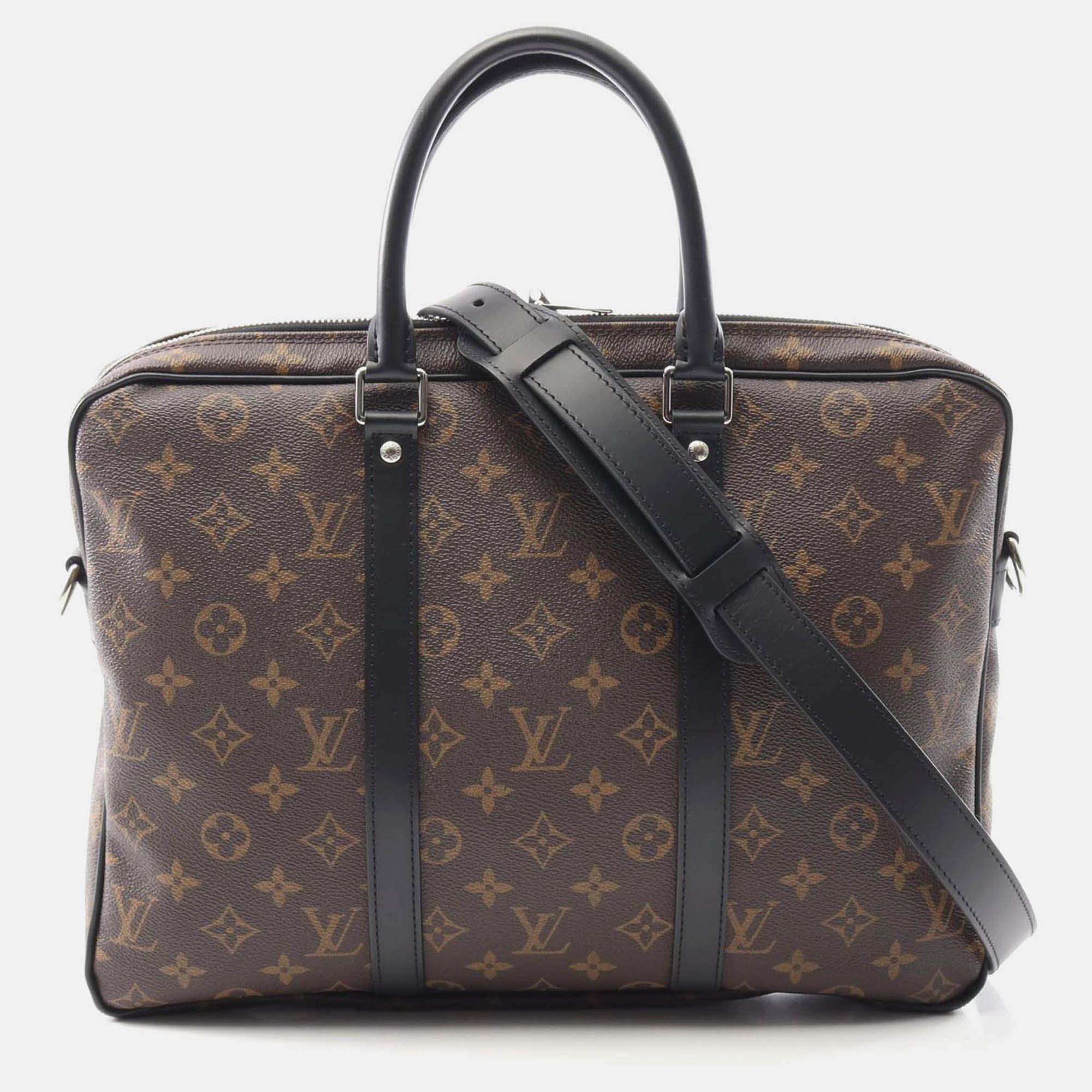 louis vuitton pdv pm business bag  monogram macassar canvas brown bk