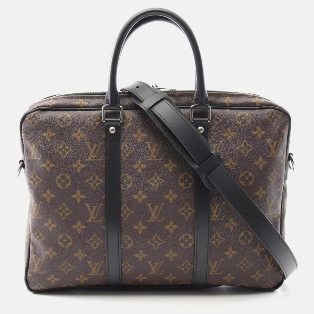 luxury-women-louis-vuitton-used-handbags-p1210617-002.jpeg Louis Vuitton PDV PM Business Bag Monogram Macassar Canvas Brown Bk