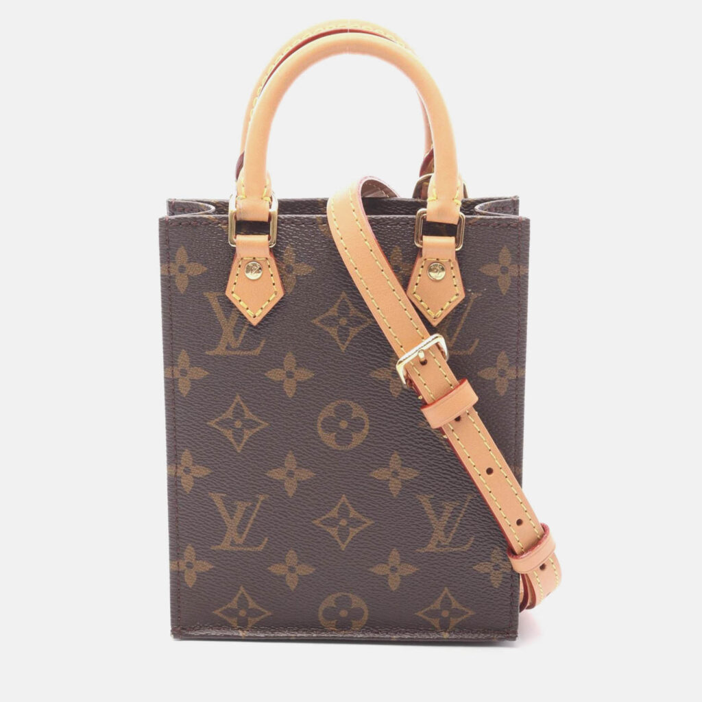 luxury-women-louis-vuitton-used-handbags-p1210618-002.jpeg Louis Vuitton Petit Sac Plat Brown Monogram Canvas Tote Bag