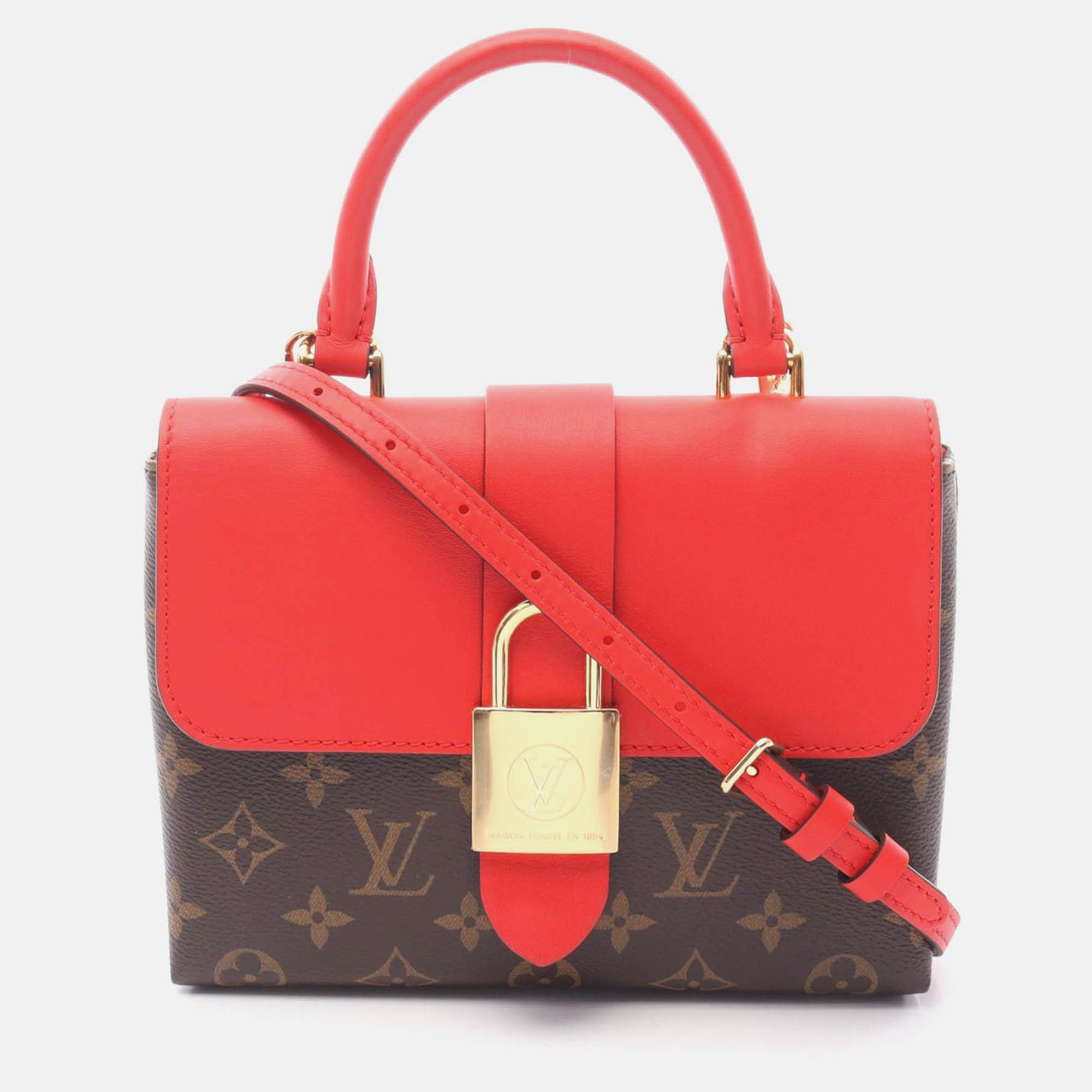 louis vuitton shoulder handbag  monogram canvas leather brown red