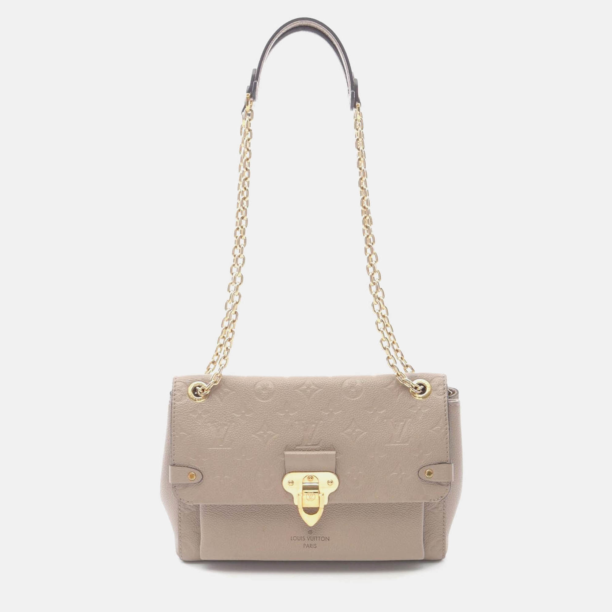 louis vuitton vavin pm chain shoulder bag  monogram empreinte beige