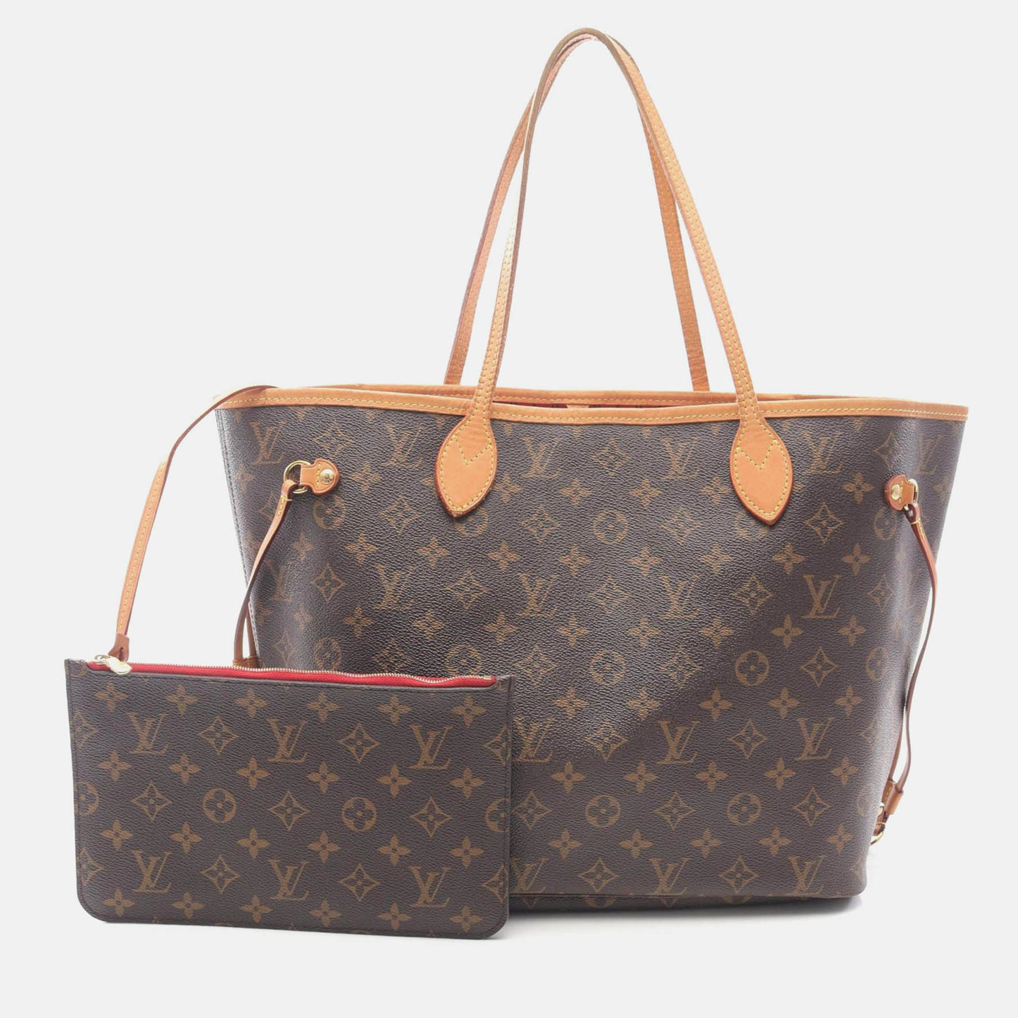 louis vuitton neverfull mm shoulder tote bag  monogram canvas brown