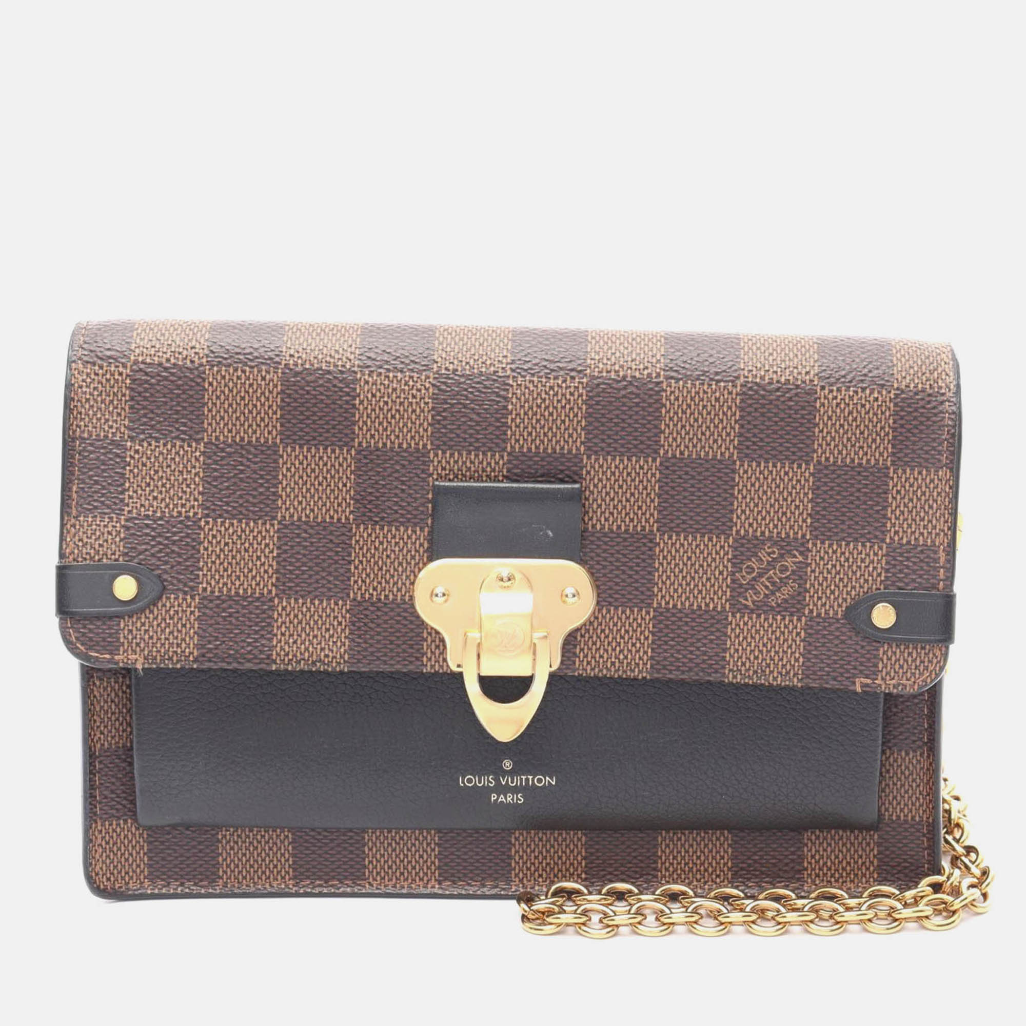 louis vuitton portefeuille vavin chain shoulder bag  damier canvas ebene