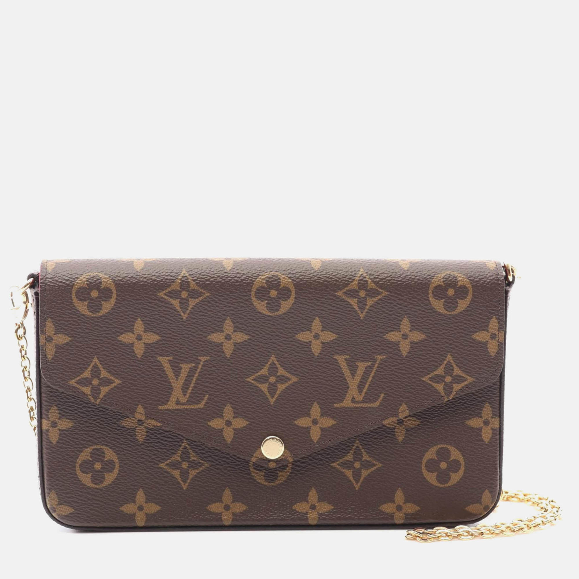 louis vuitton pochette felicie chain shoulder bag  monogram fuschia