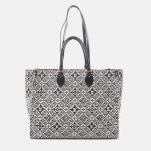 louis vuitton on the go gm shoulder tote bag  monogram jacquard gray