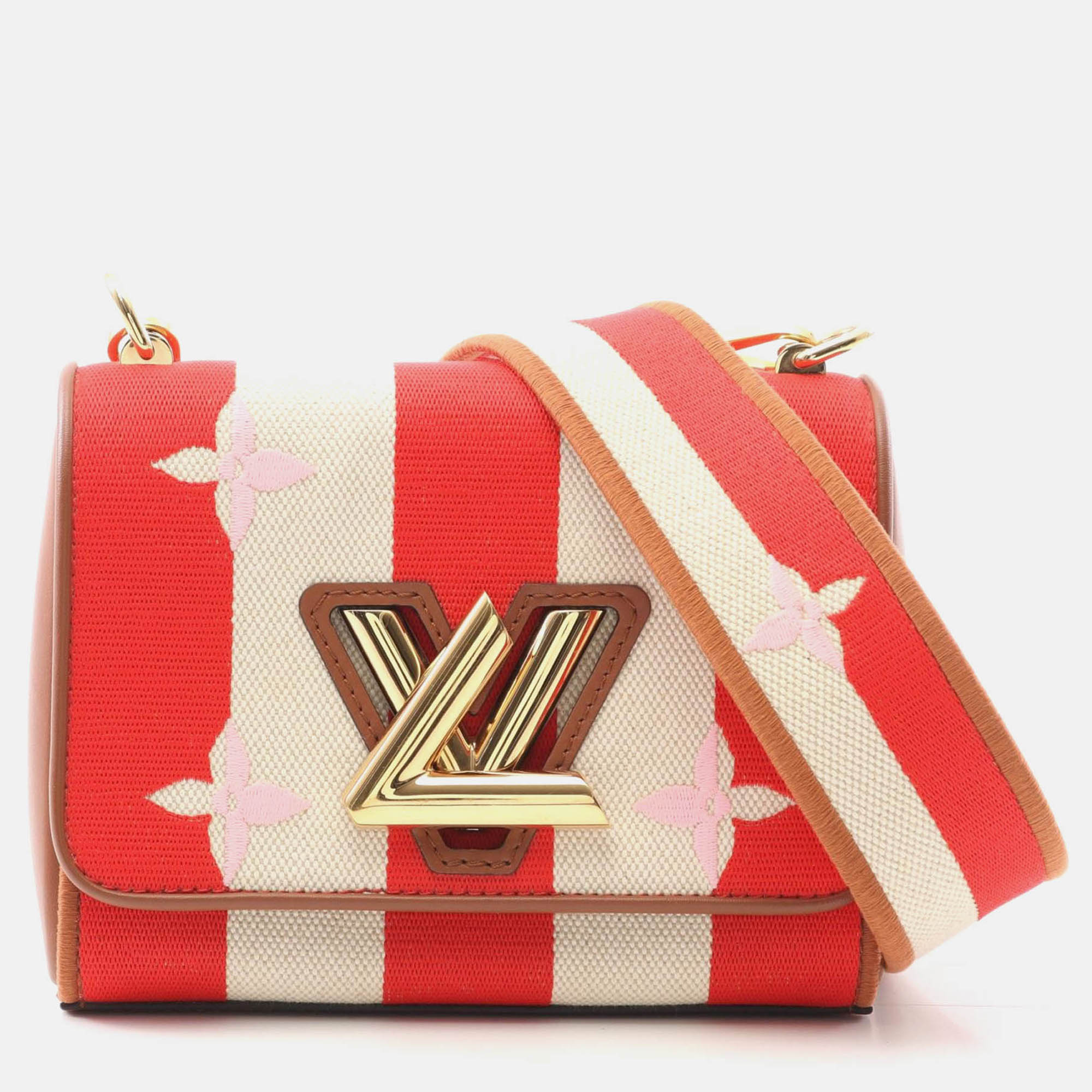 louis vuitton twist pm shoulder bag  canvas leather red white