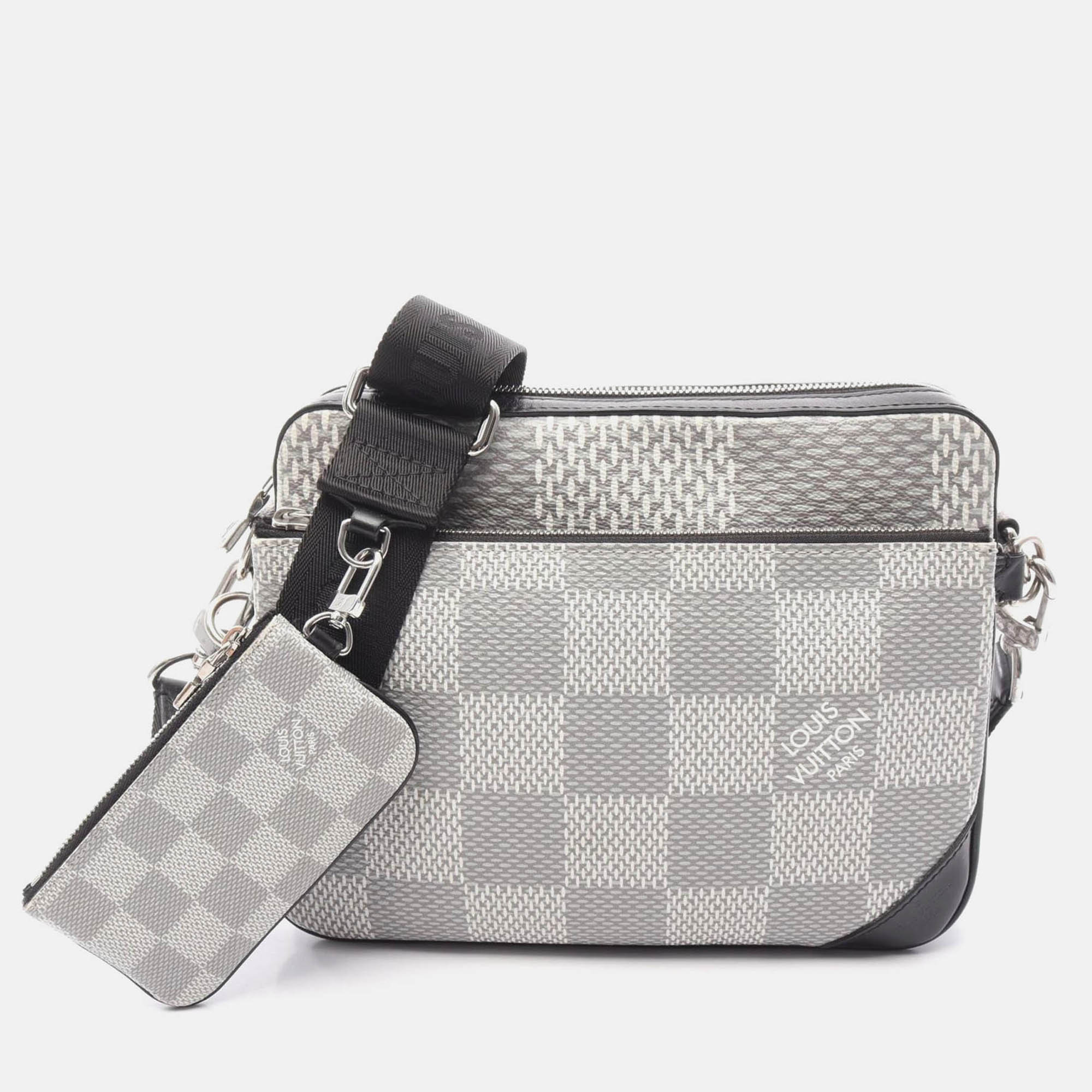 louis vuitton trio messenger 3d crossbody shoulder bag  damier graphite
