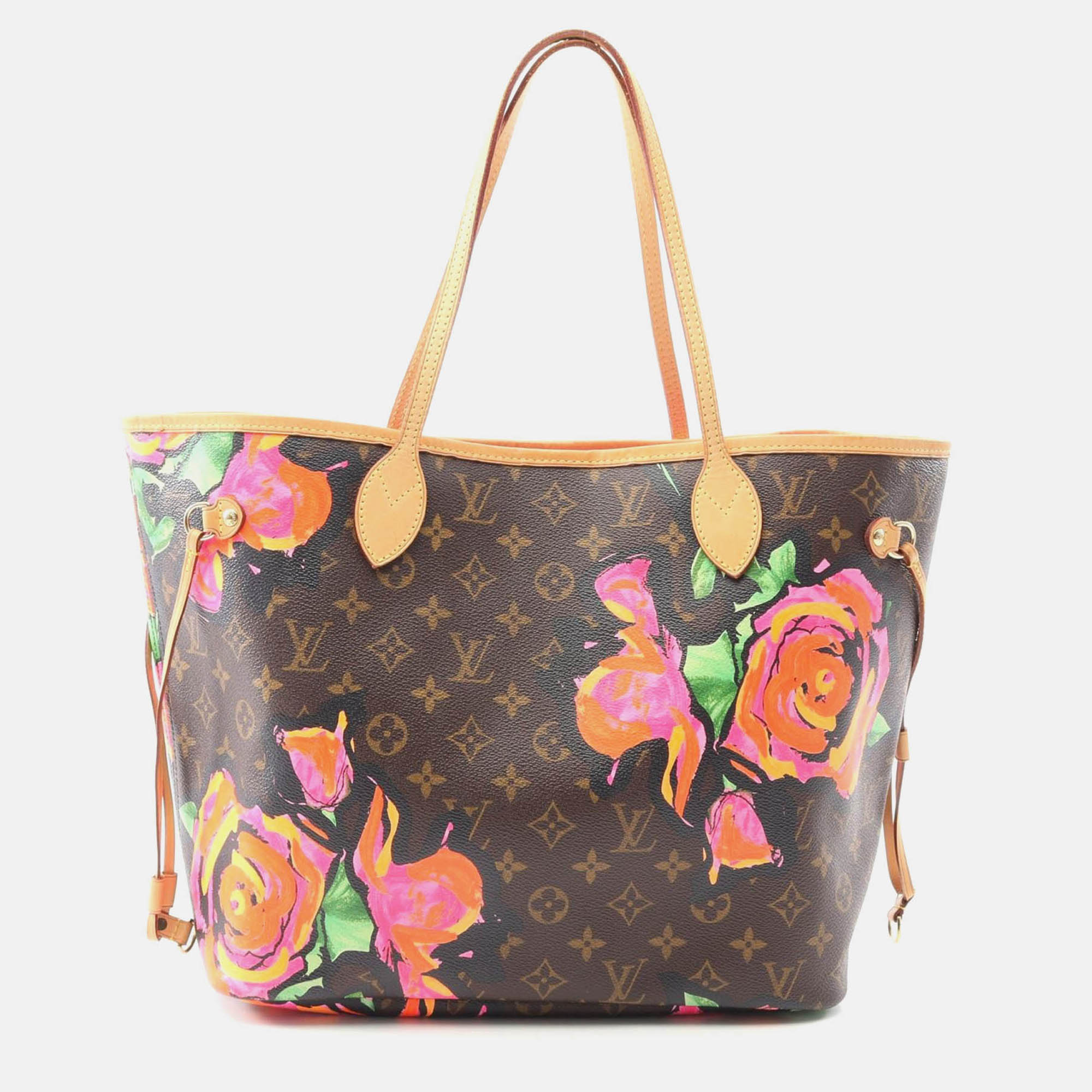 louis vuitton neverfull mm shoulder tote bag monogram rose pink
