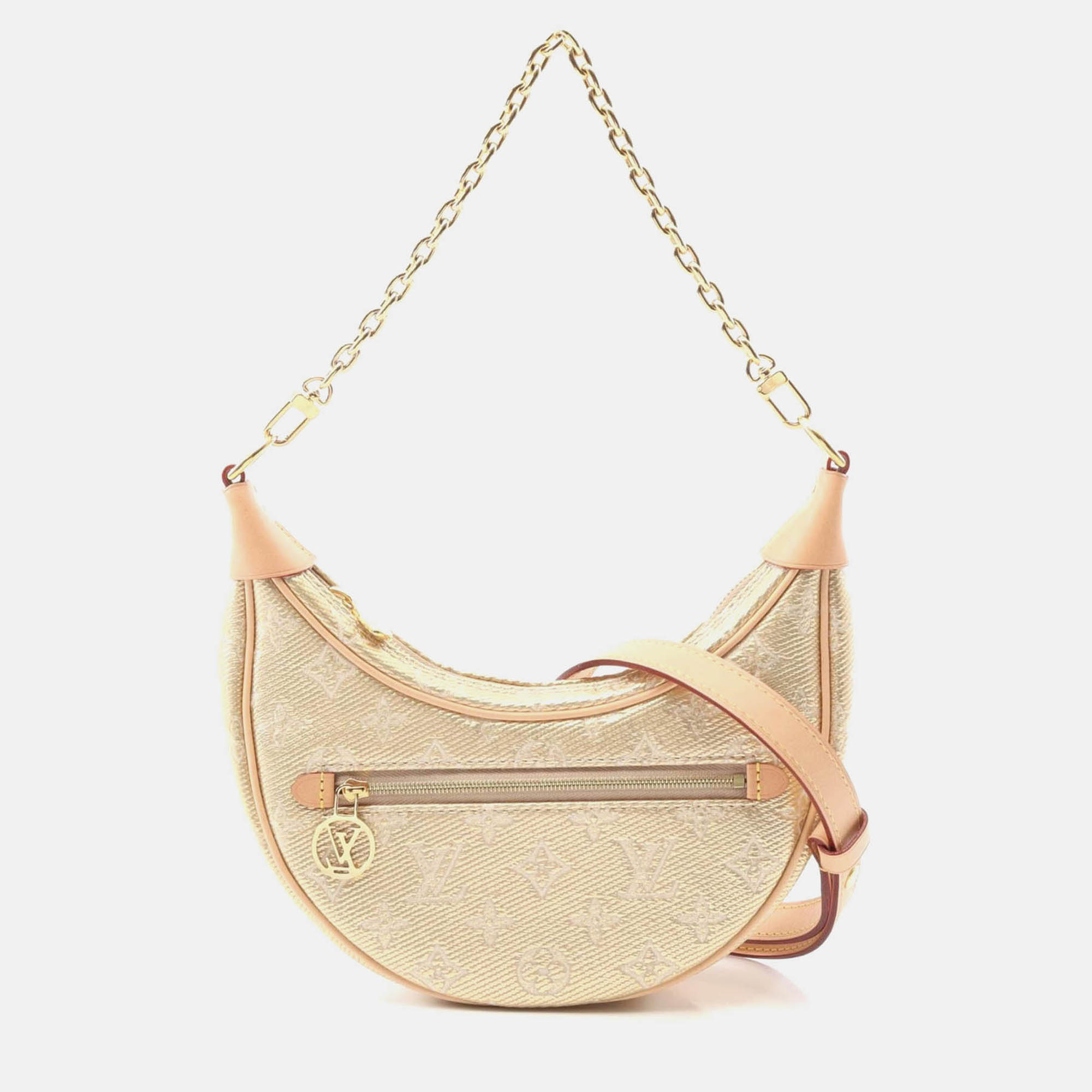louis vuitton loop chain shoulder bag  monogram jacquard canvas leather