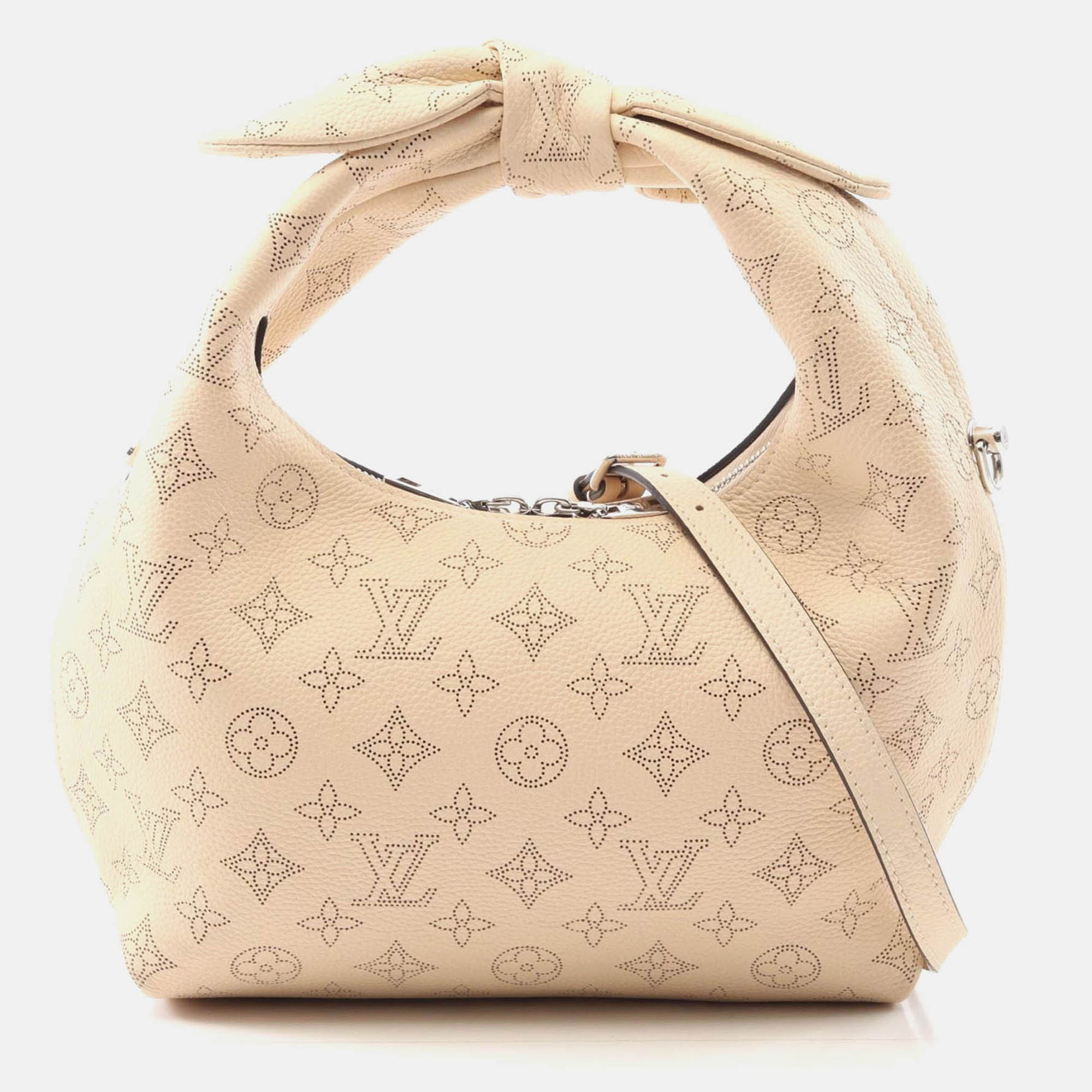 louis vuitton why not pm shoulder handbag  mahina leather beige