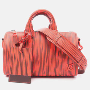 louis vuitton x park seo-bo keepall bandouliere 25 xl handbag  epi red