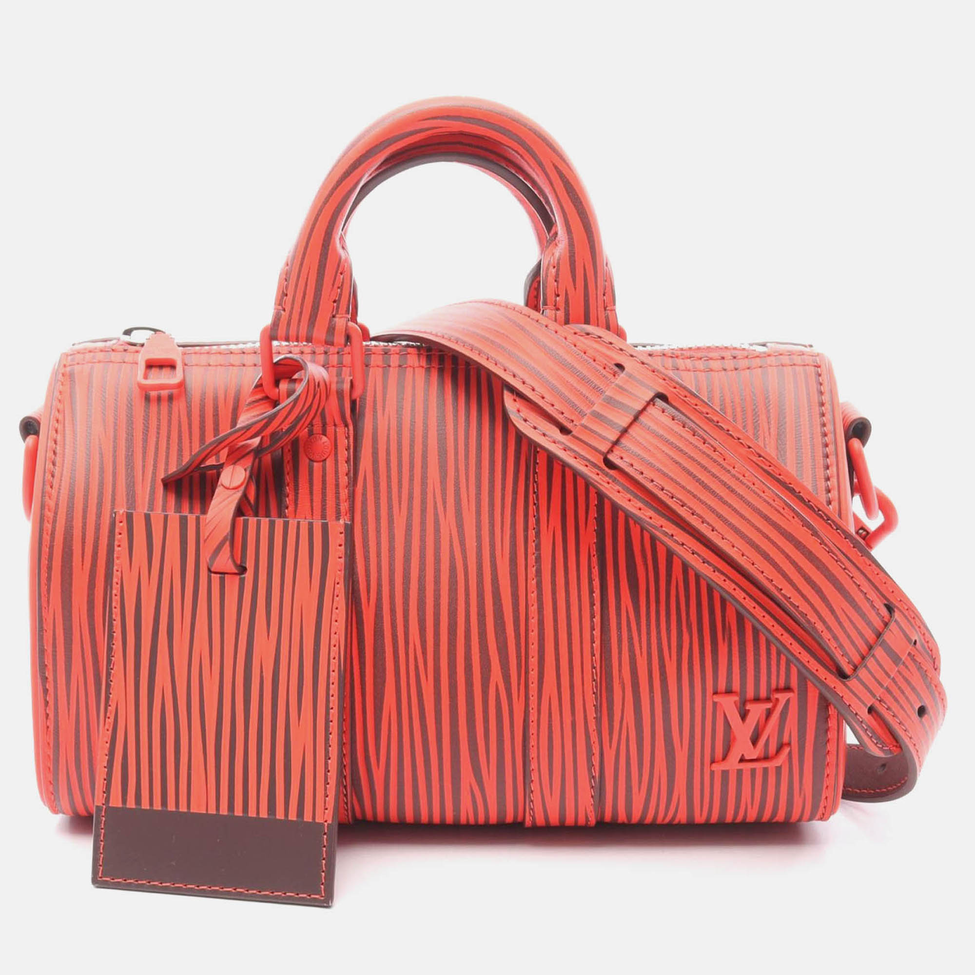 louis vuitton x park seo-bo keepall bandouliere 25 xl handbag  epi red