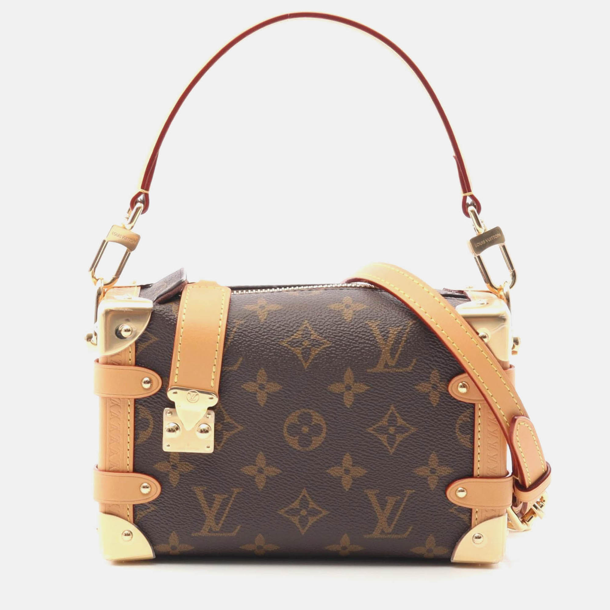 louis vuitton side trunk pm shoulder handbag  monogram canvas