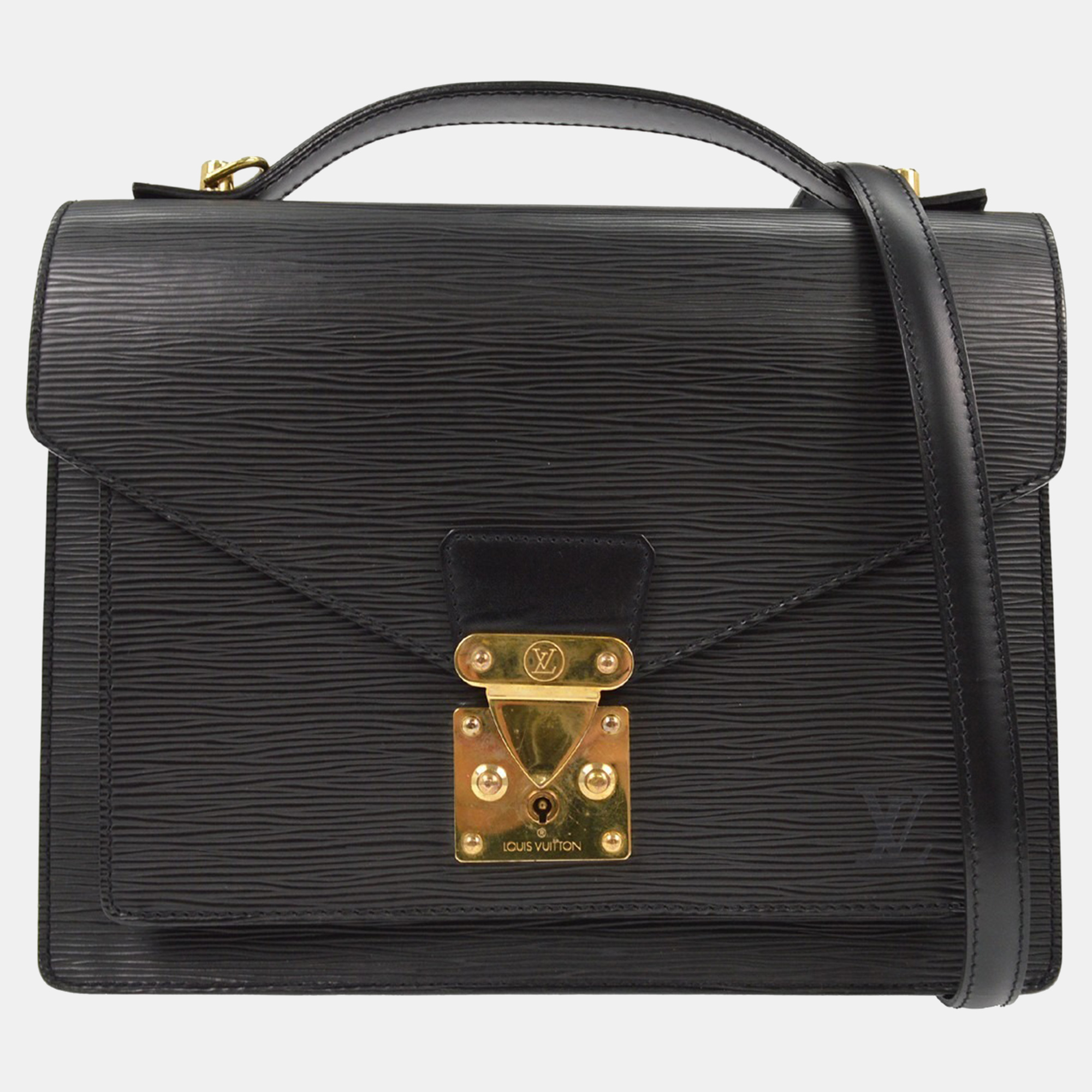 louis vuitton black epi monceau 28 2way handbag
