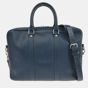 louis vuitton blue taiga porte document voyage pm handbag