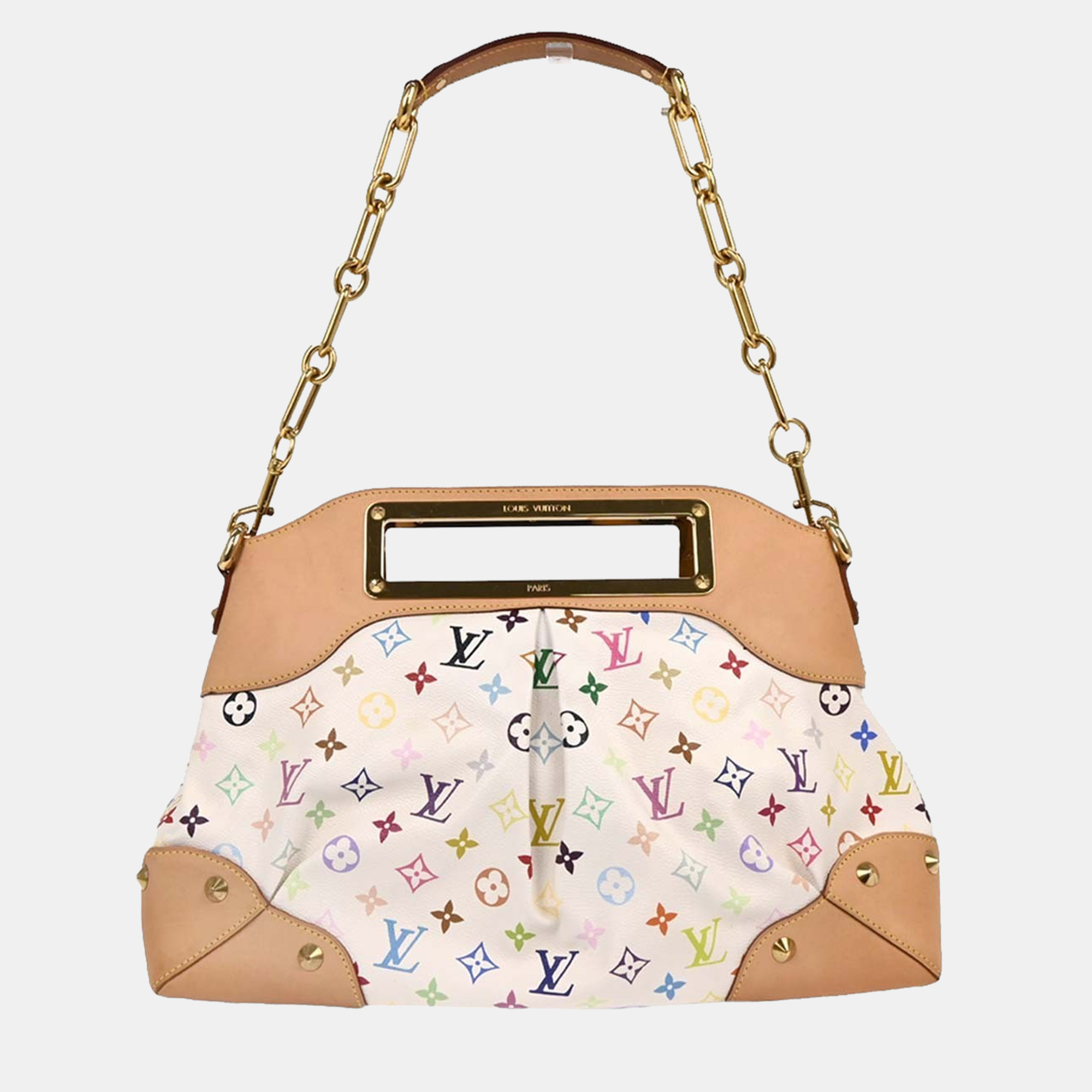 louis vuitton white multicolor judy gm 2way handbag