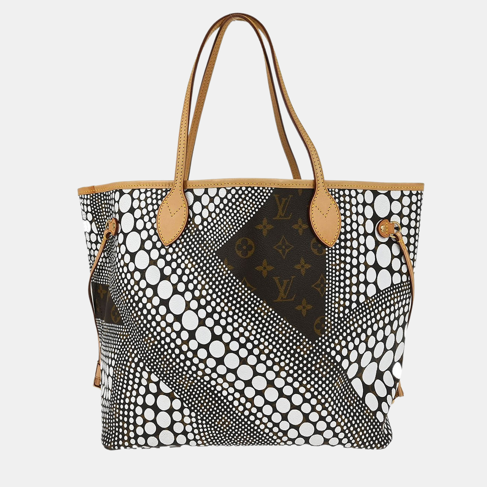 louis vuitton brown/white monogram waves neverfull mm tote bag