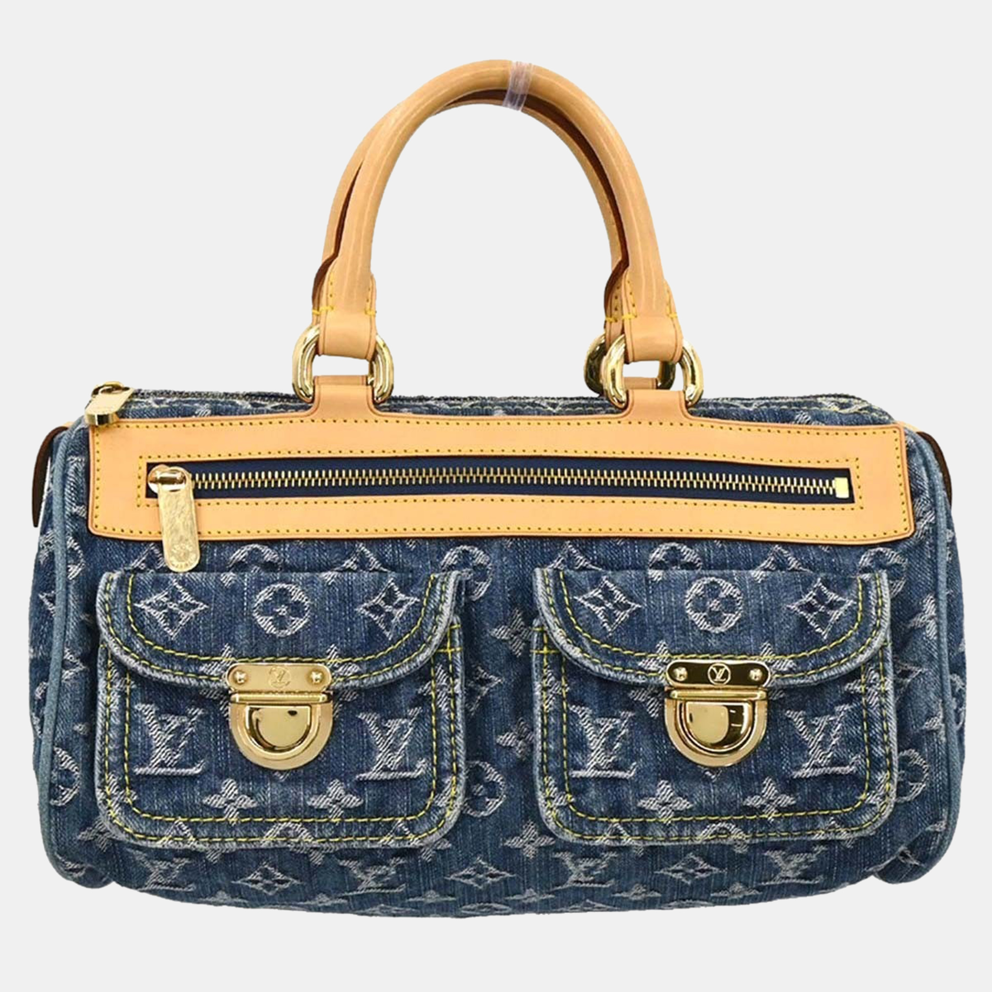 louis vuitton blue monogram denim neo speedy handbag