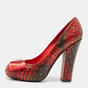 luxury-women-louis-vuitton-used-shoes-p1175579-003.jpg louis vuitton x yayoi kusama red polka dot monogram canvas platform pumps size 37