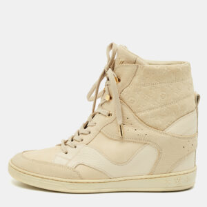 luxury-women-louis-vuitton-used-shoes-p1177340-001.jpg louis vuitton cream suede and nubuck leather cliff top sneaker boots size 38.5