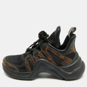 louis vuitton black mesh and monogram canvas archlight sneakers size 38