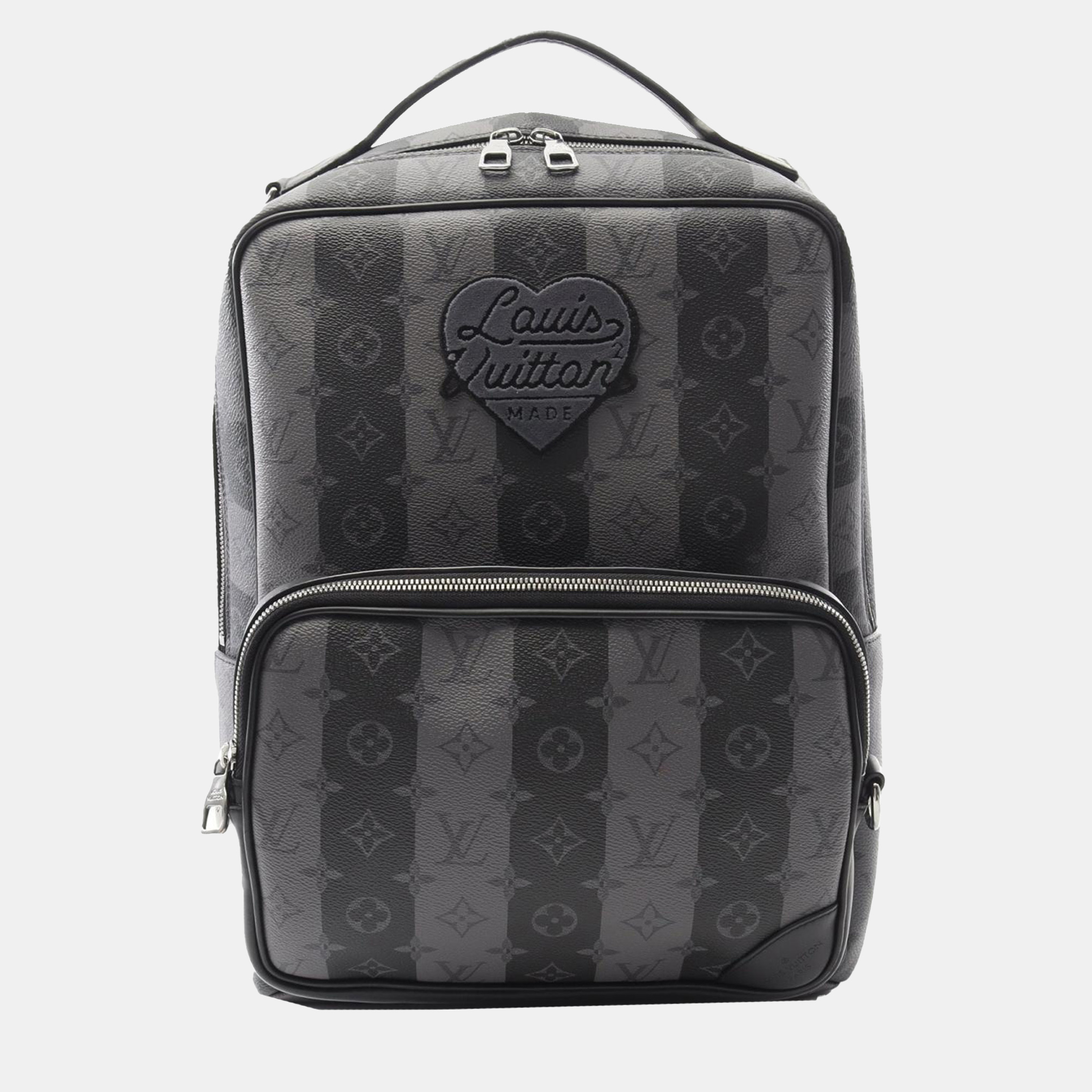 louis vuitton grey nigo monogram eclipse stripes heart modular utilitary backpack