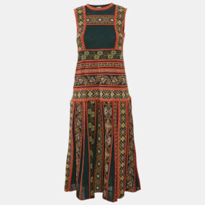 m missoni green floral knit sleeveless midi dress m