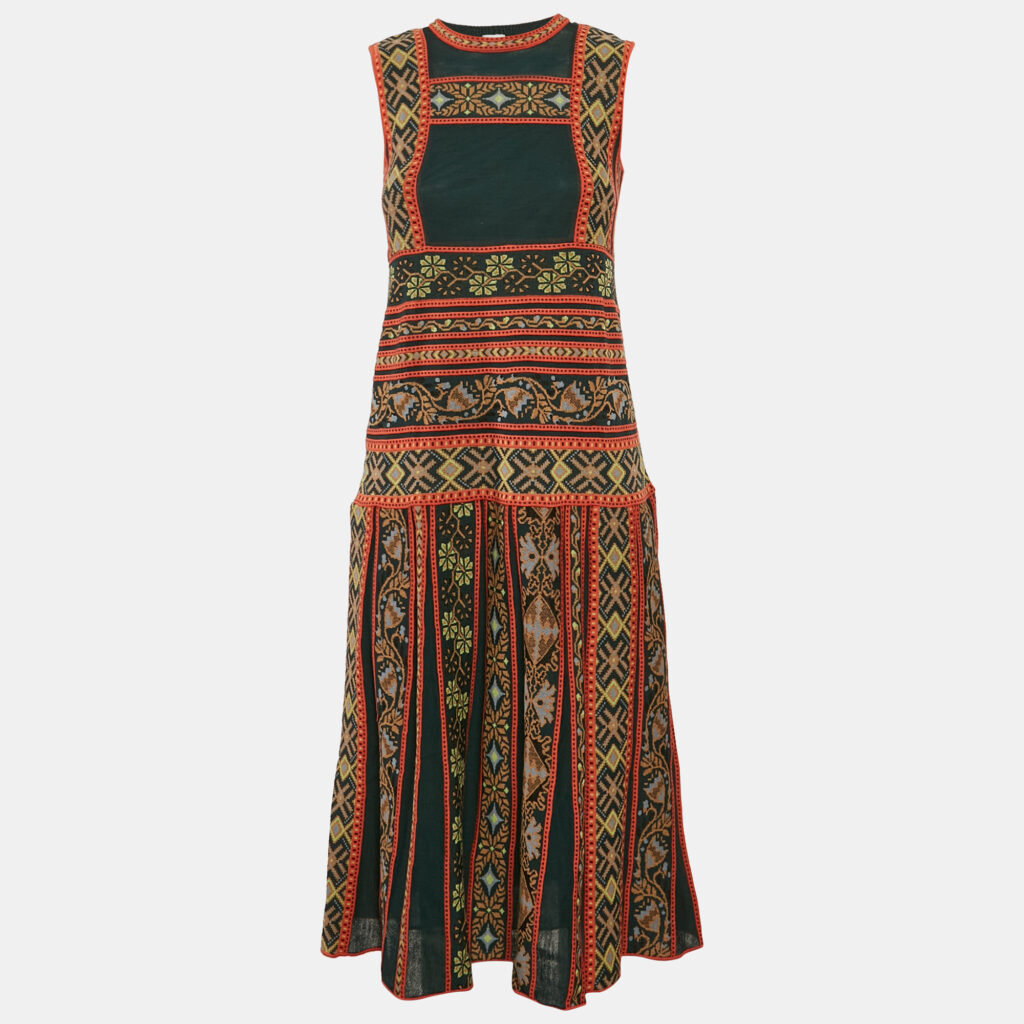 luxury-women-m-missoni-new-clothes-p1134293-004.jpg M Missoni Green Floral Knit Sleeveless Midi Dress M
