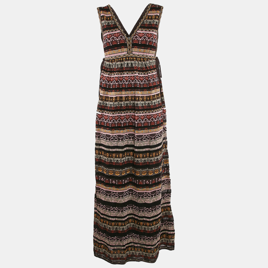 luxury-women-m-missoni-new-clothes-p1134329-001.jpg M Missoni Black/Pink Stripe Lurex Knit Sleeveless Maxi Dress S