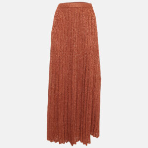 m missoni orange lurex knit pleated maxi skirt s