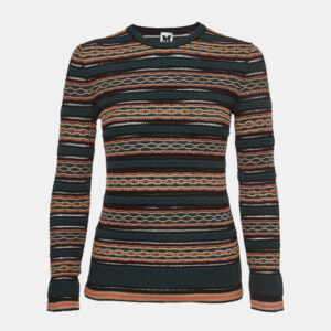 m missoni green patterned knit long sleeve top l