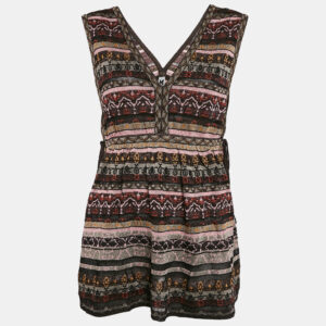 m missoni multicolor patterned lurex knit v-neck top m