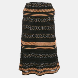 m missoni black stripe patterned knit midi skirt m