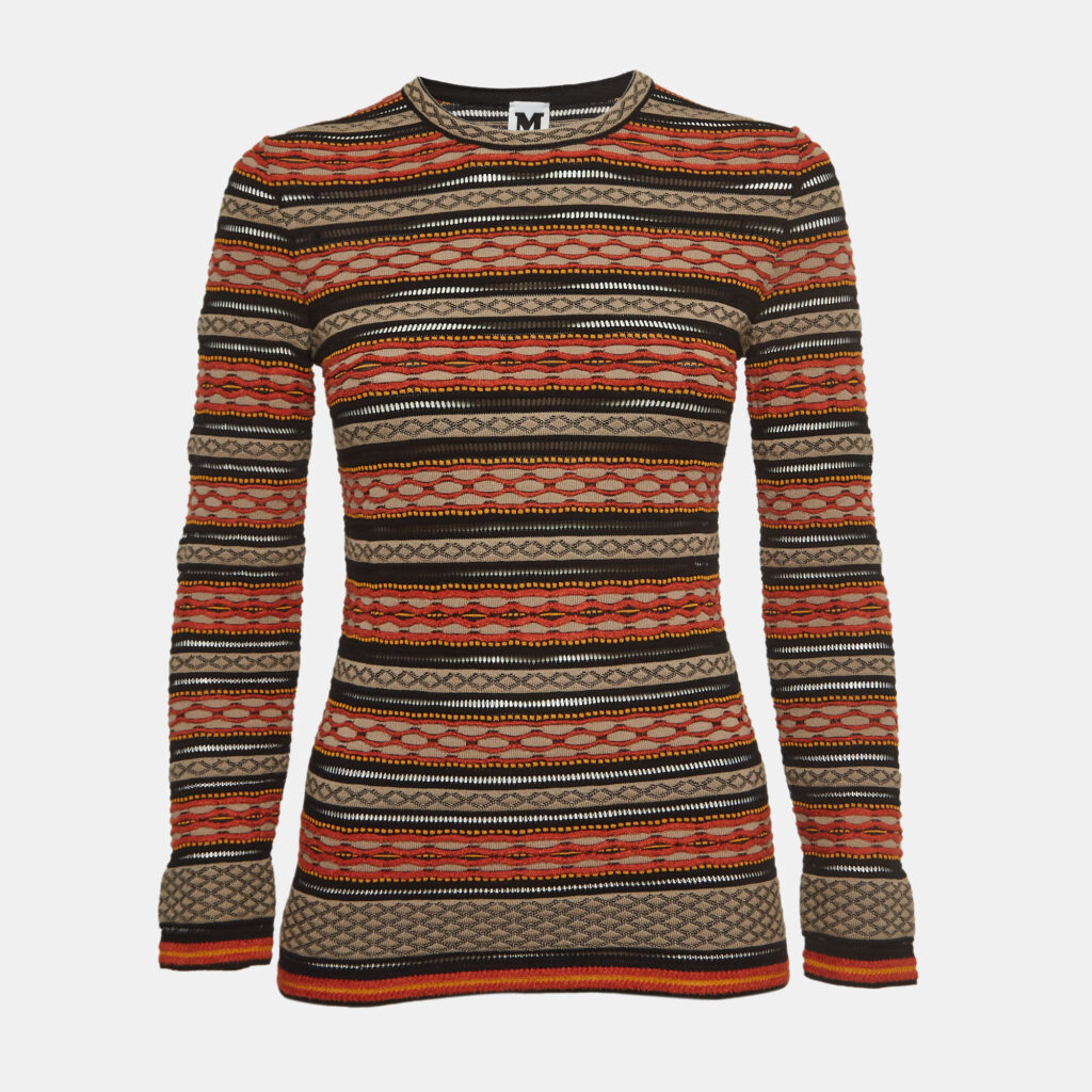 luxury-women-m-missoni-new-clothes-p1136262-007.jpg M Missoni Multicolor Texture Knit Long Sleeve Jumper L