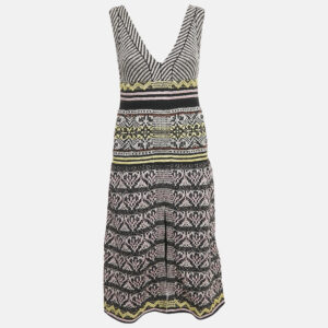m missoni multicolor patterned lurex knit v-neck sleeveless dress s