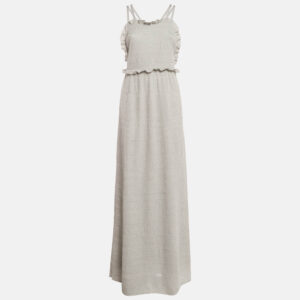 m missoni light blue patterned lurex knit ruffled sleeveless dress l