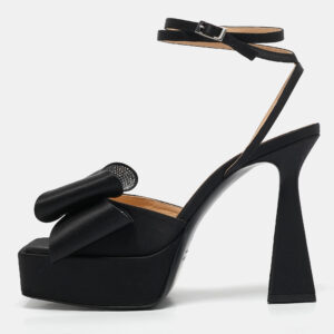 mach & mach black satin le cadeau platform sandals size 42