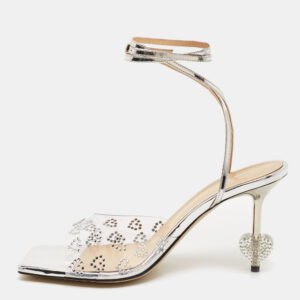 mach & mach transparent pvc crystal embellished hearts ankle strap sandals size 39.5