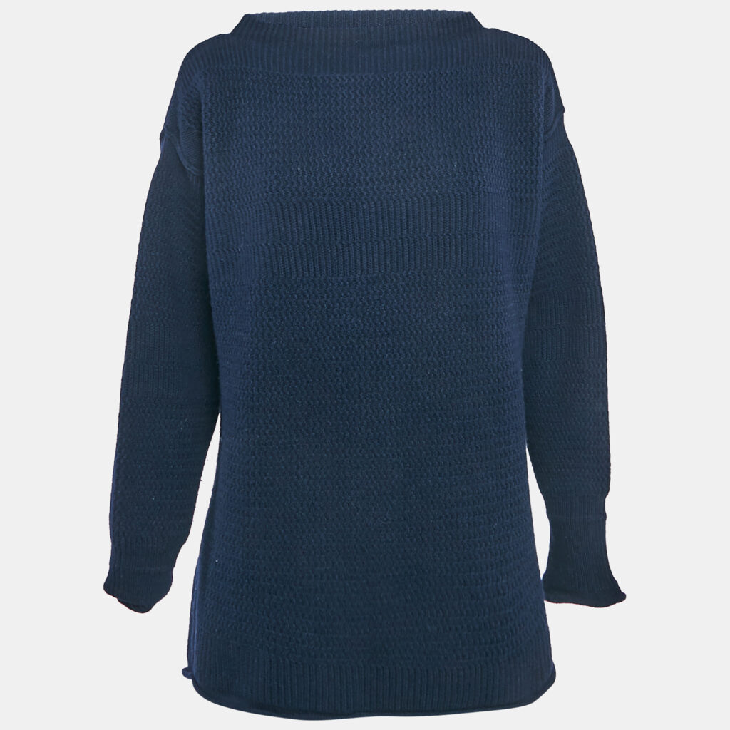 luxury-women-maison-martin-margiela-used-clothes-p1107436-003.jpg Maison Martin Margiela Navy Blue Patterned Wool Knit Sweater S
