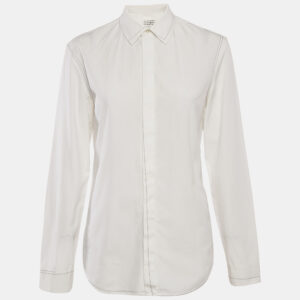 maison martin margiela white cotton contrast trim shirt xs