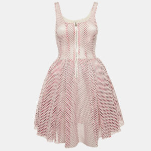 maje pink mesh flared sleeveless mini dress s