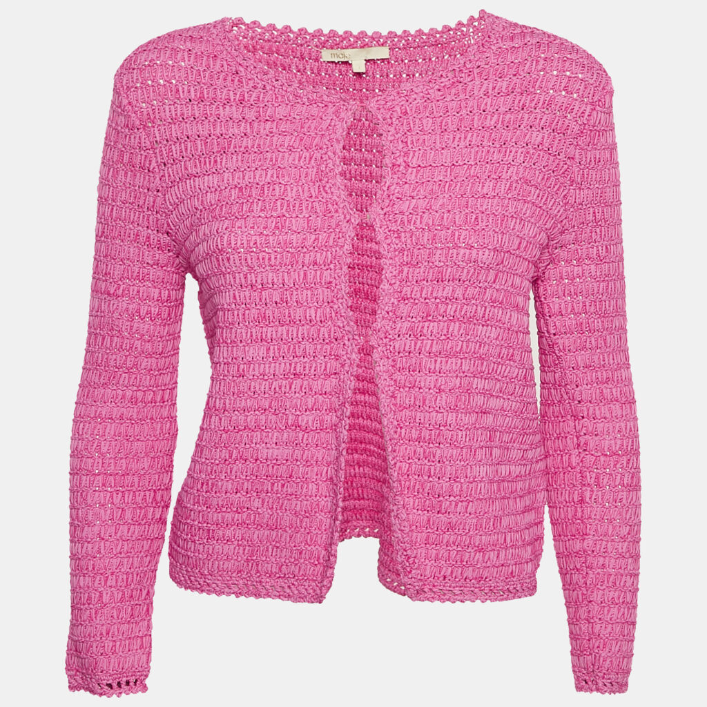 luxury-women-maje-used-clothes-p1144166-001.jpg Maje Pink Crochet Knit Long Sleeve Cardigan S