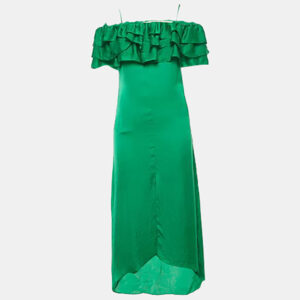 luxury-women-maje-used-clothes-p1181969-001.jpg maje green satin ruffed off-shoulder midi dress s