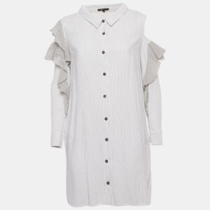 luxury-women-maje-used-clothes-p1183587-001.jpg maje white & black striped crepe cold shoulder mini dress l
