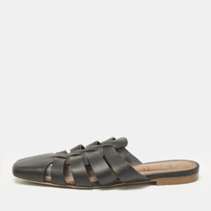 malone souliers x deveaux black leather strappy flat mules size 38.5