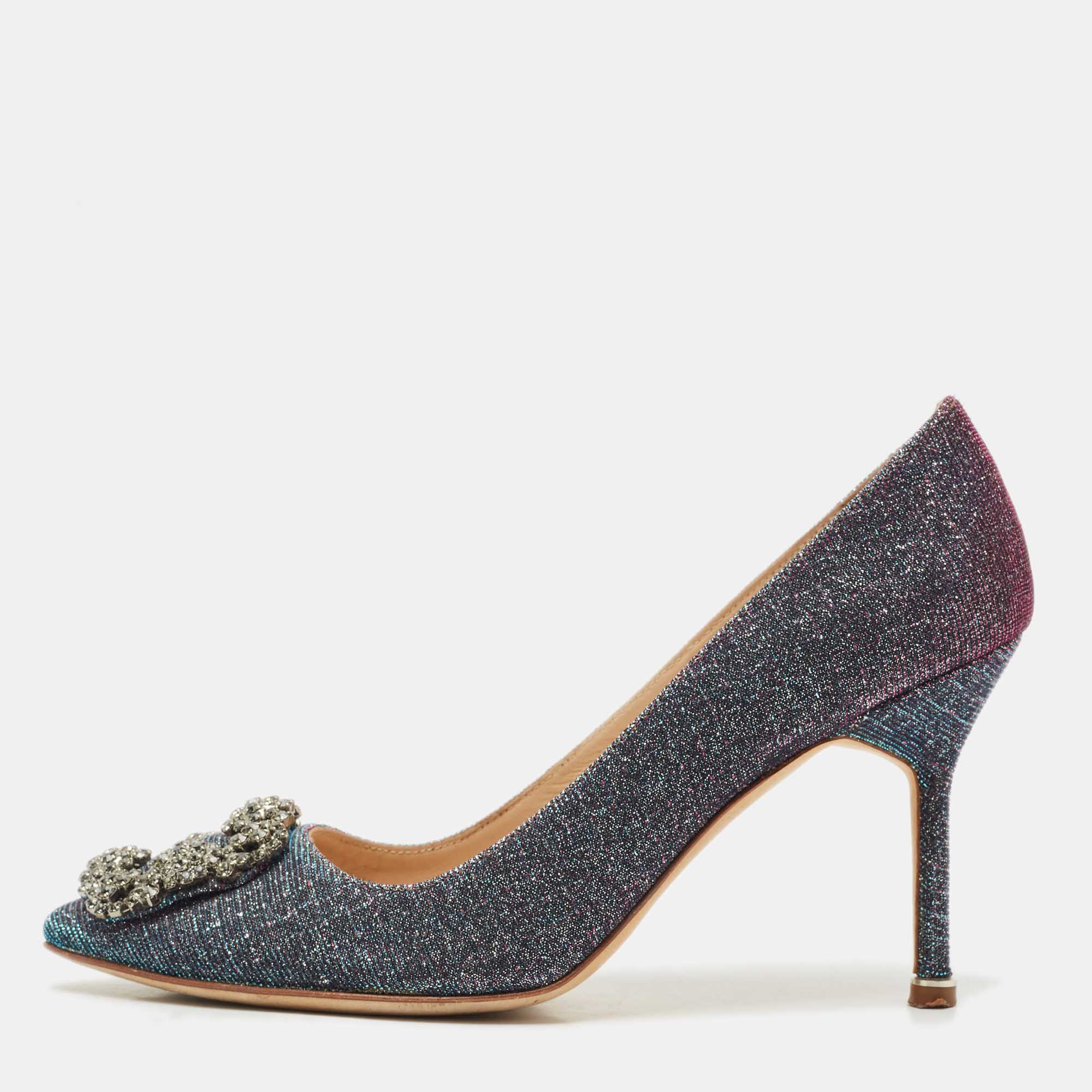 manolo blahnik multicolor glitter fabric hangisi pumps size 37