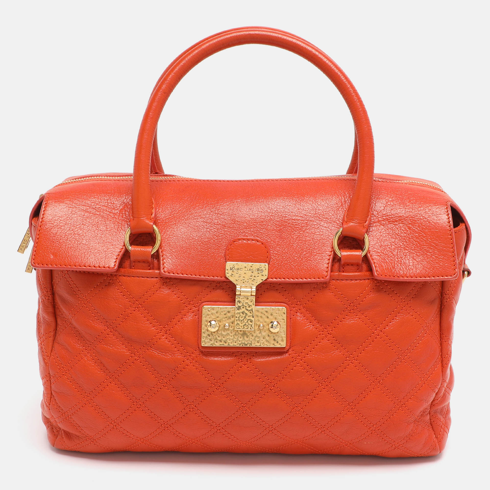 marc jacobs orange quilted leather rudi satchel