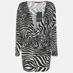 luxury-women-marina-rinaldi-new-clothes-p1186335-004-2.jpg marina rinaldi black/white zebra print jersey v neck tops l